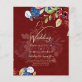Rustic Burgundy Blue Floral Wedding (Vorderseite)