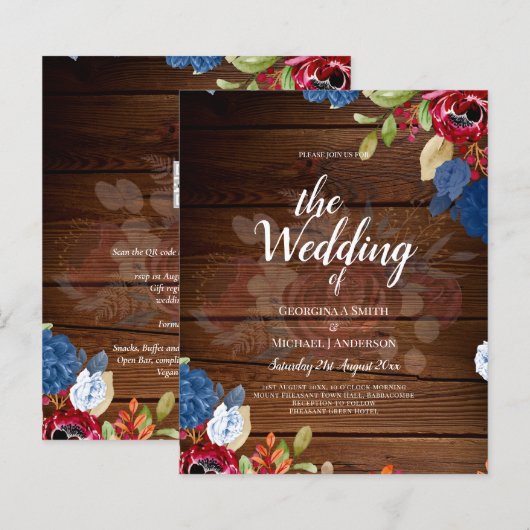 Rustic Burgundy Blue Floral Wedding (Vorne/Hinten)