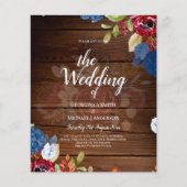 Rustic Burgundy Blue Floral Wedding (Vorderseite)