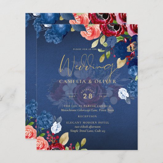 Rustic Burgundy Blue Floral Wedding (Vorne/Hinten)