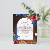 Rustic Burgundy Blue Floral Wedding (Stehend Vorderseite)