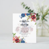 Rustic Burgundy Blue Floral Wedding (Stehend Vorderseite)