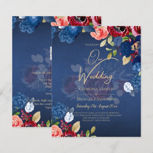 Rustic Burgundy Blue Floral Wedding (Vorne/Hinten)