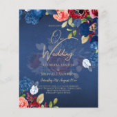 Rustic Burgundy Blue Floral Wedding (Vorderseite)