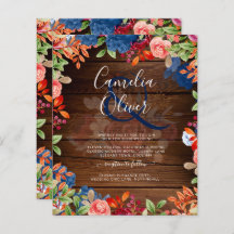 Rustic Burgundy Blue Floral Wedding