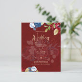 Rustic Burgundy Blue Floral Wedding (Stehend Vorderseite)