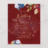 Rustic Burgundy Blue Floral Wedding (Vorderseite)