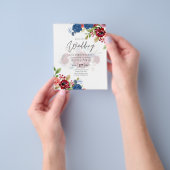 Rustic Burgundy Blue Floral Wedding Flyer (Gruppe)