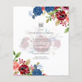 Rustic Burgundy Blue Floral Wedding Flyer (Hinten)