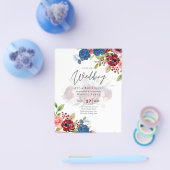 Rustic Burgundy Blue Floral Wedding Flyer (Einzeln)