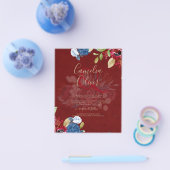 Rustic Burgundy Blue Floral Wedding Flyer (Einzeln)