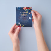 Rustic Burgundy Blue Floral Wedding Flyer (Gruppe)