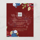 Rustic Burgundy Blue Floral Wedding Flyer (Hinten)