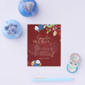 Rustic Burgundy Blue Floral Wedding Flyer (Einzeln)