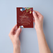 Rustic Burgundy Blue Floral Wedding Flyer (Gruppe)