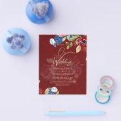 Rustic Burgundy Blue Floral Wedding Flyer (Einzeln)