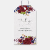 Rustic Burgundy Blue Floral Wedding Geschenkanhänger (Vorderseite)