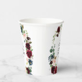 Rustic Burgundy Blue Flowers Bridal Shower Pappbecher (Rechts)