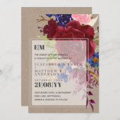 Rustic Burgundy Blue Rose Floral Wedites (Vorne/Hinten)