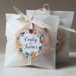 Rustic Burgundy Blumenkraut-Monogramm Runder Aufkleber