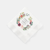 Rustic Burgundy Blumenkraut-Monogramm Serviette (Ecke)