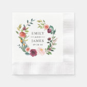 Rustic Burgundy Blumenkraut-Monogramm Serviette (Vorderseite)