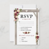 Rustic Burgundy Blush Boho Wedding RSVP (Vorderseite)