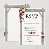 Rustic Burgundy Blush Boho Wedding RSVP Karte (Vorne/Hinten)