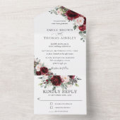 Rustic Burgundy Blush Floral Greenery Wedding  All In One Einladung (Innen Boden)