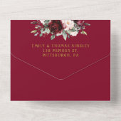 Rustic Burgundy Blush Floral Greenery Wedding  All In One Einladung (Rückseite)
