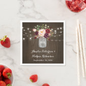 Rustic Burgundy Blush Floral Mason Jar Wedding Serviette (Beispiel)
