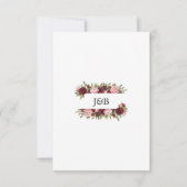 Rustic Burgundy Blush Floral Monogram Wedding RSVP Karte (Rückseite)
