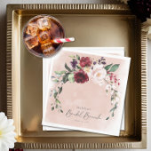 Rustic Burgundy & Blush Pink Roses Bridal Brunch Serviette