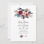 Rustic Burgundy Boho Floral Baby Showroom Einladung (Vorderseite)