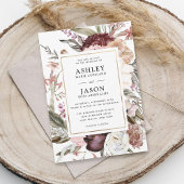 Rustic Burgundy Boho Floral Wedding Einladung