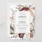 Rustic Burgundy Boho Floral Wedding Einladung (Vorderseite)