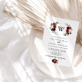 Rustic Burgundy Calligraphy Monogram Wedding Einladung