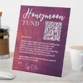 Rustic Burgundy Elegant QR Code Honeymoon Fund Sockelschild (In Situ)