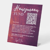 Rustic Burgundy Elegant QR Code Honeymoon Fund Sockelschild (Vorderseite)