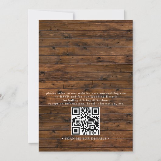 Rustic Burgundy Floral Budget QR Code Wedding Einladung (Rückseite)