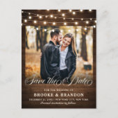 Rustic Burgundy Floral Mason Jar Save the Date Postkarte (Vorderseite)