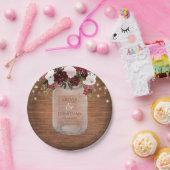 Rustic Burgundy Floral Mason Jar Wedding Pappteller (Party)