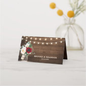 Rustic Burgundy Floral Mason Jar Wedding Platzkarte (Rückseite)