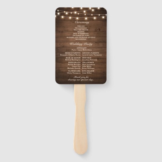 Rustic Burgundy Floral Mason Jar Wedding Program Fächer (Rückseite)