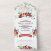 Rustic Burgundy Floral Pumpkin Baby Dusche All In One Einladung (Innen Boden)