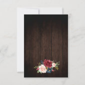 Rustic Burgundy Floral String Light Wedding RSVP Karte (Rückseite)