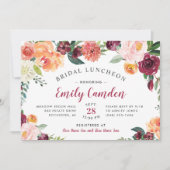 Rustic Burgundy Floral Wedding Bridal Luncheon Einladung (Vorderseite)