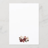 Rustic Burgundy Floral Wedding Info Card Begleitkarte (Rückseite)