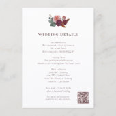Rustic Burgundy Floral Wedding Info Card Begleitkarte (Vorderseite)