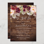 Rustic Burgundy Floral Wedding Vow Renewal Einladung (Vorne/Hinten)
